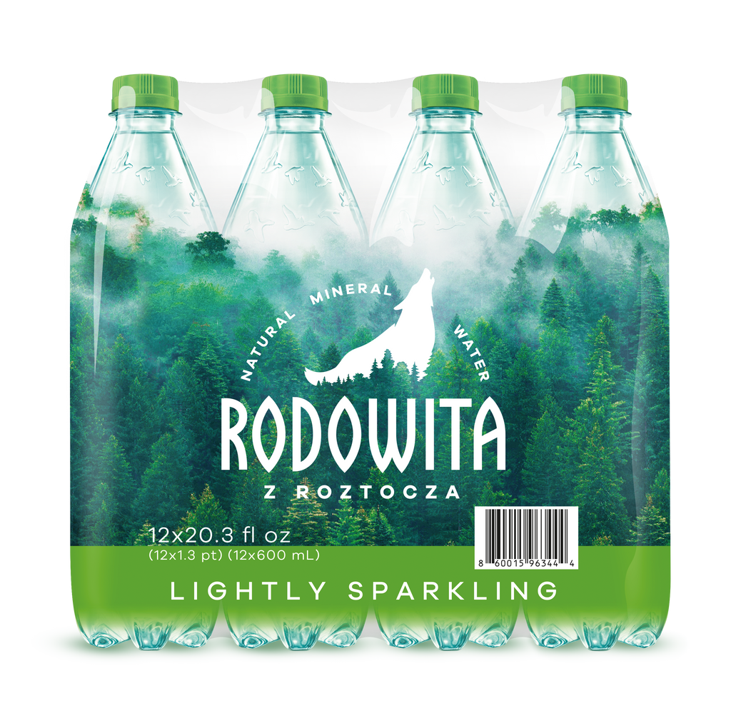 600ml 12 Bottles/Case Natural Mineral Water, Lightly Carbonated