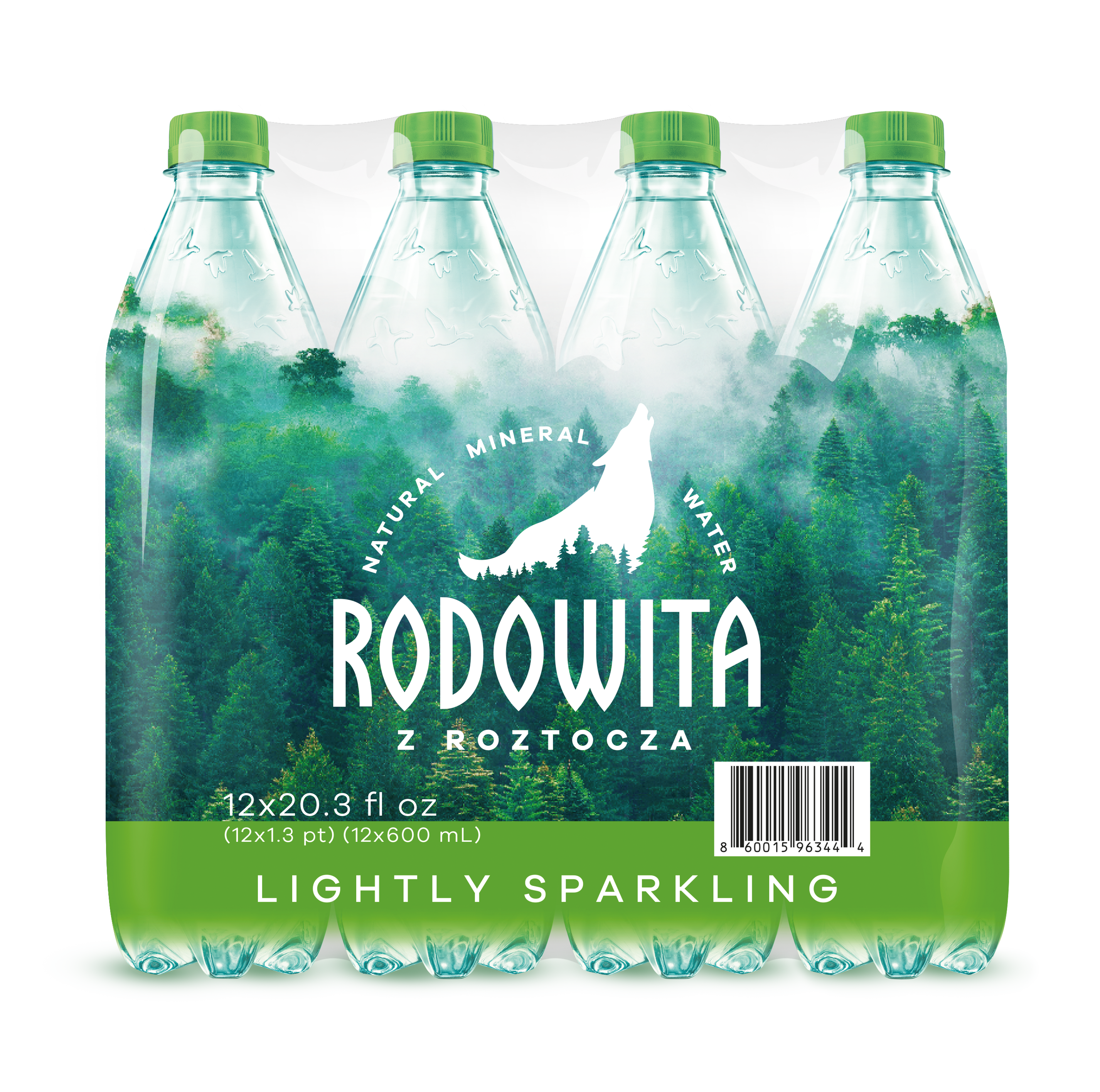 600ml 12 Bottles/Case Natural Mineral Water, Lightly Carbonated